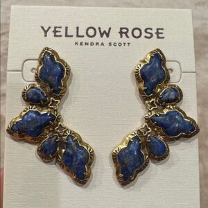 Kendra Scott Abbie Vintage Gold Etch Frame Statement Earring Lapis (blue)